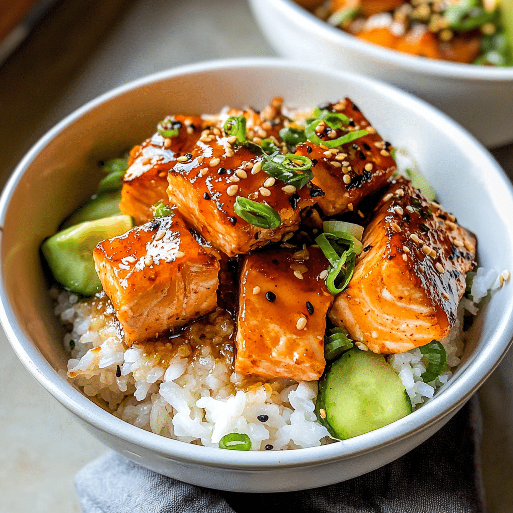 Honey Sriracha Salmon Rice Bowls