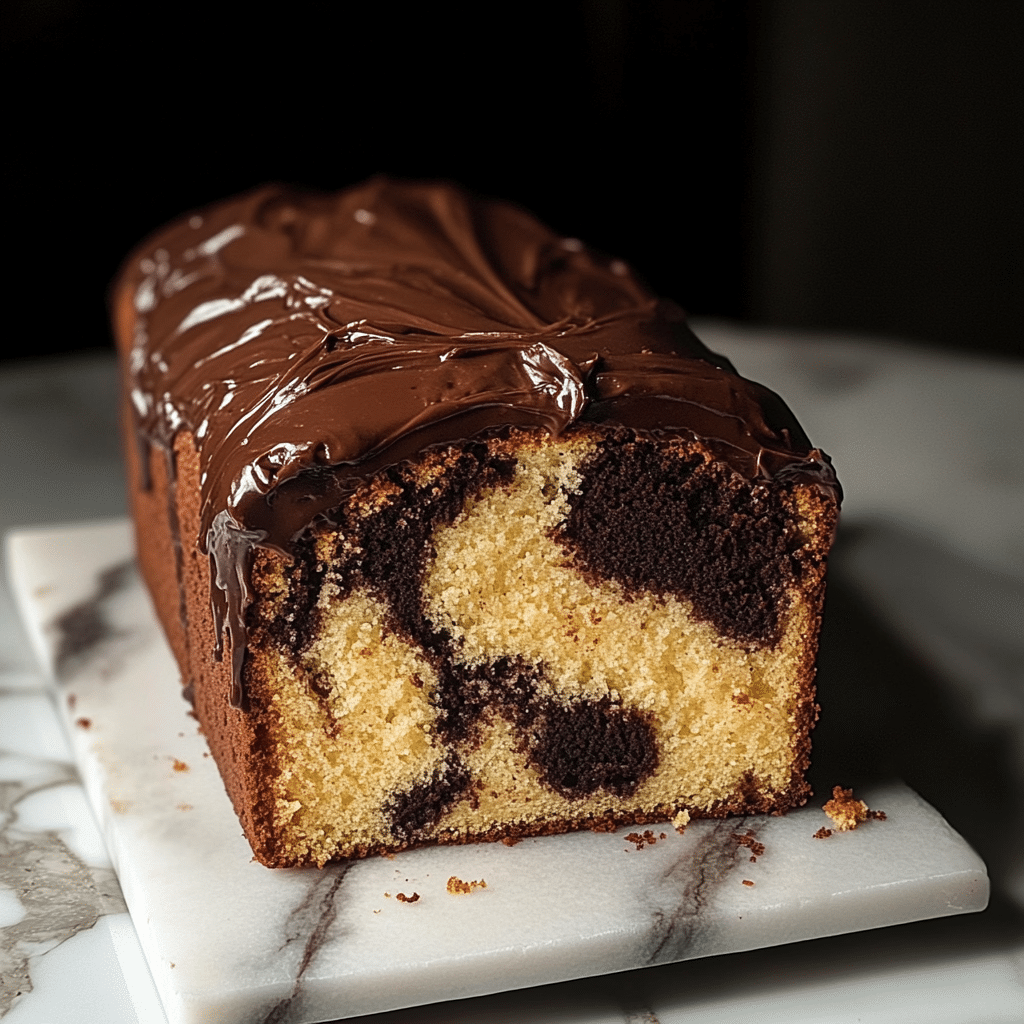 Marble Loaf Cake with Ganache