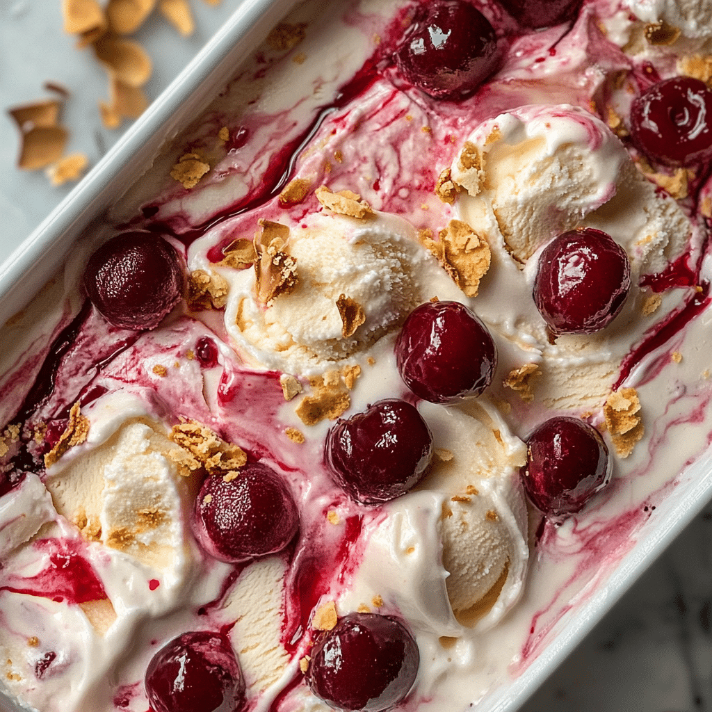 No-Churn Cherry Cheesecake Ice Cream