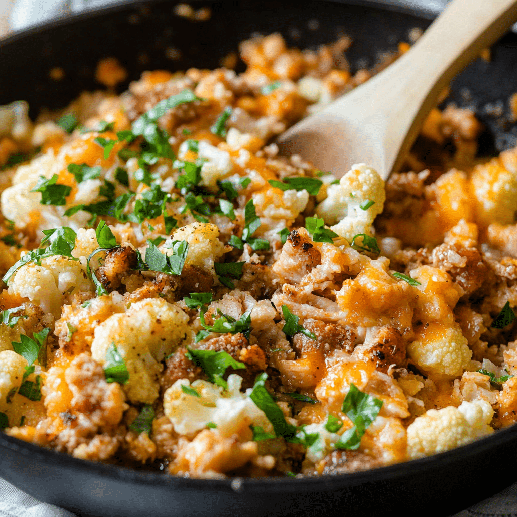 Buffalo Turkey Cauliflower Skillet