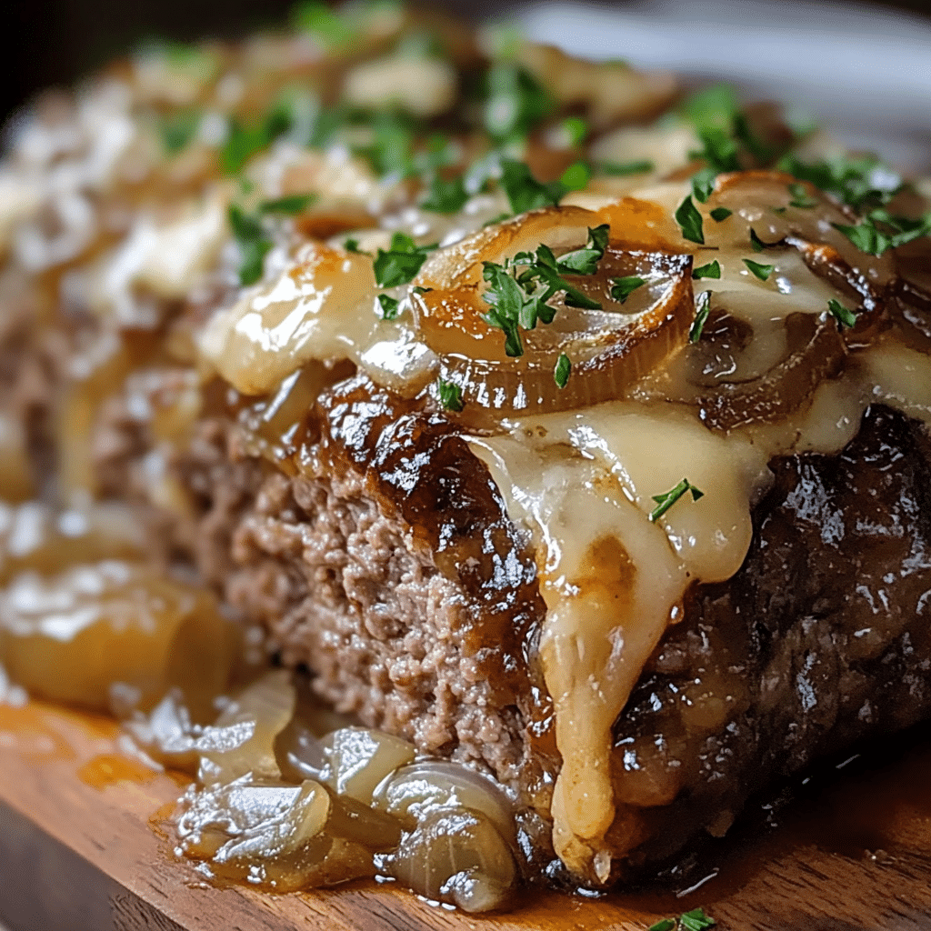 Crockpot Meatloaf with French Onion & Swiss Cheese