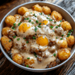 Easy Breakfast Bowl with Tater Tots and Sausage Gravy
