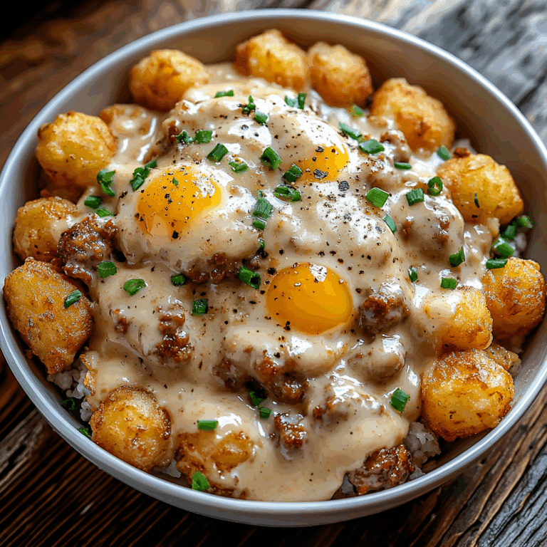 Easy Breakfast Bowl with Tater Tots and Sausage Gravy