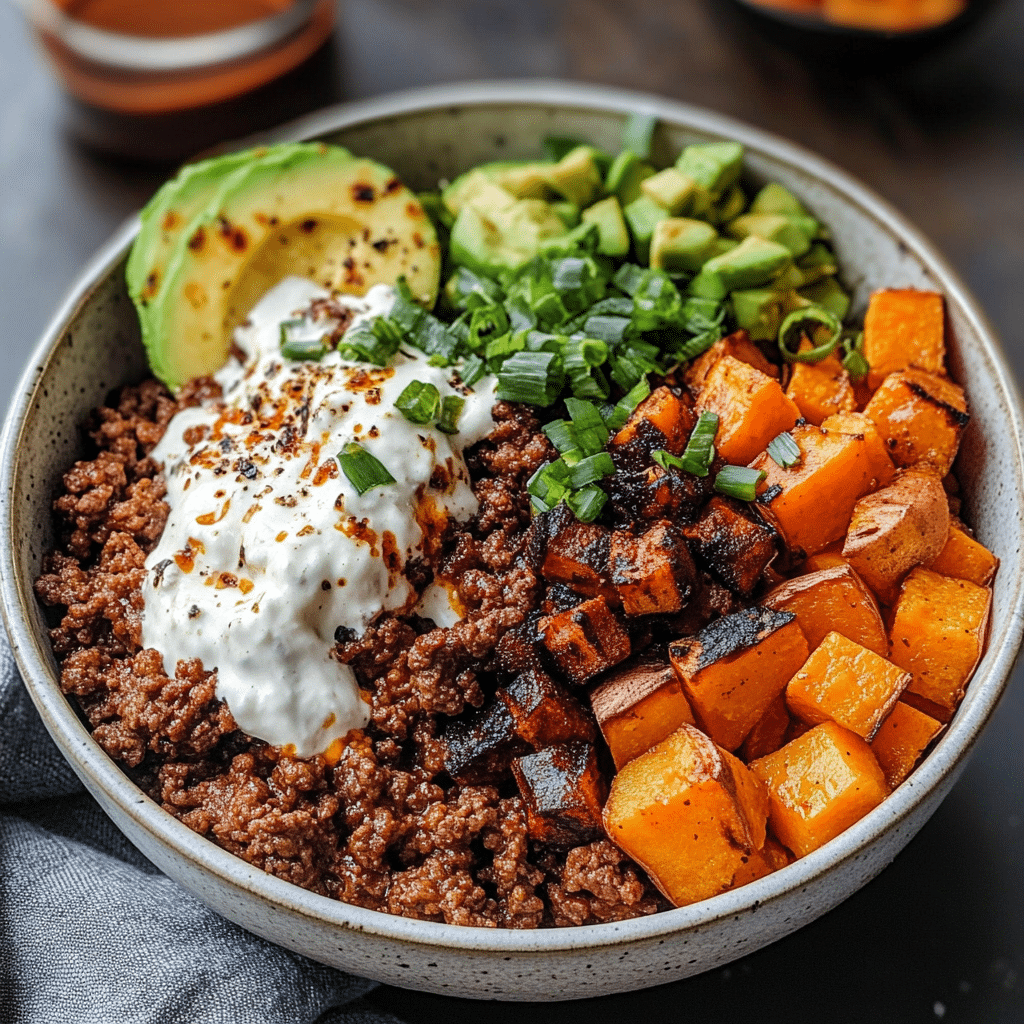 Ground Beef Sweet Potato Bowl