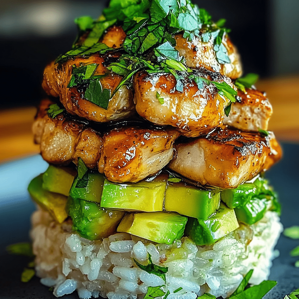 Honey Lime Chicken & Avocado Rice Stack