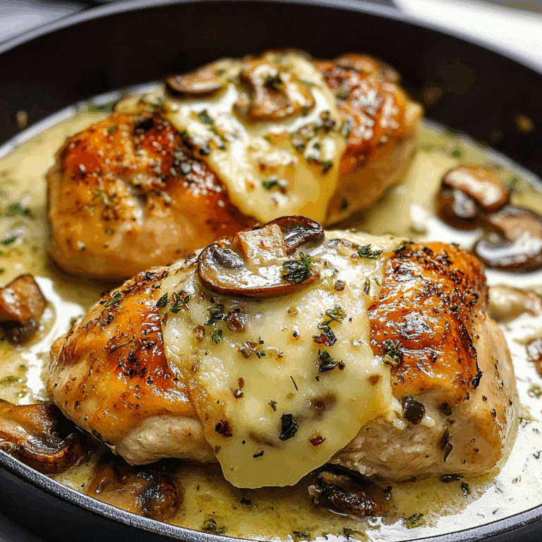 Mushroom & Cheese Stuffed Chicken in Garlic Butter