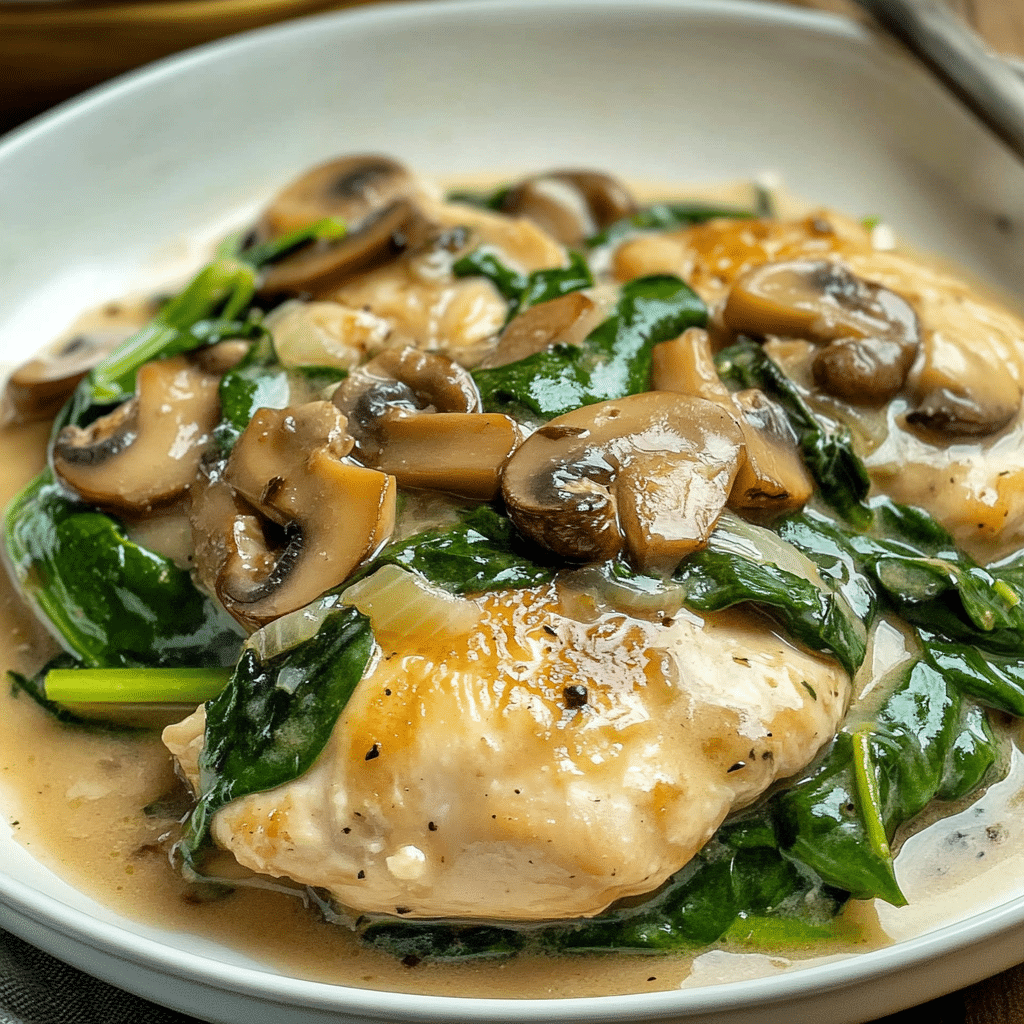 Mushroom Chicken with Spinach
