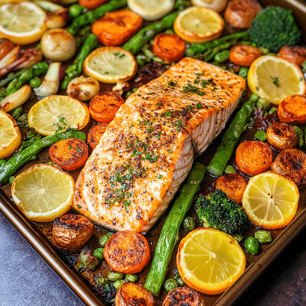 Salmon and Veggie Sheet Pan Dinner