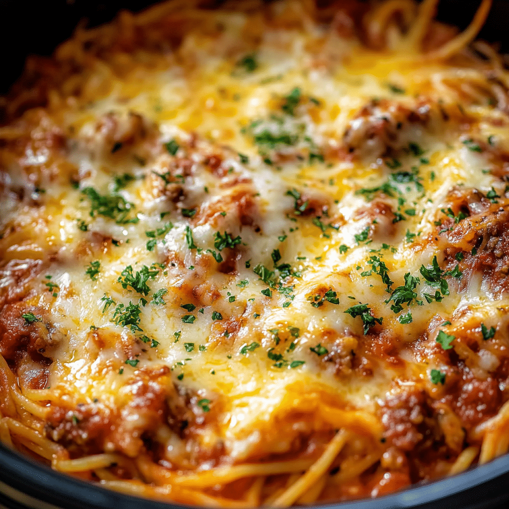 Slow Cooker Spaghetti Casserole