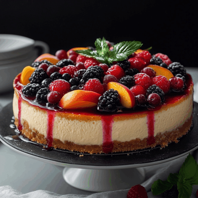 Summer Berry Peach Cheesecake