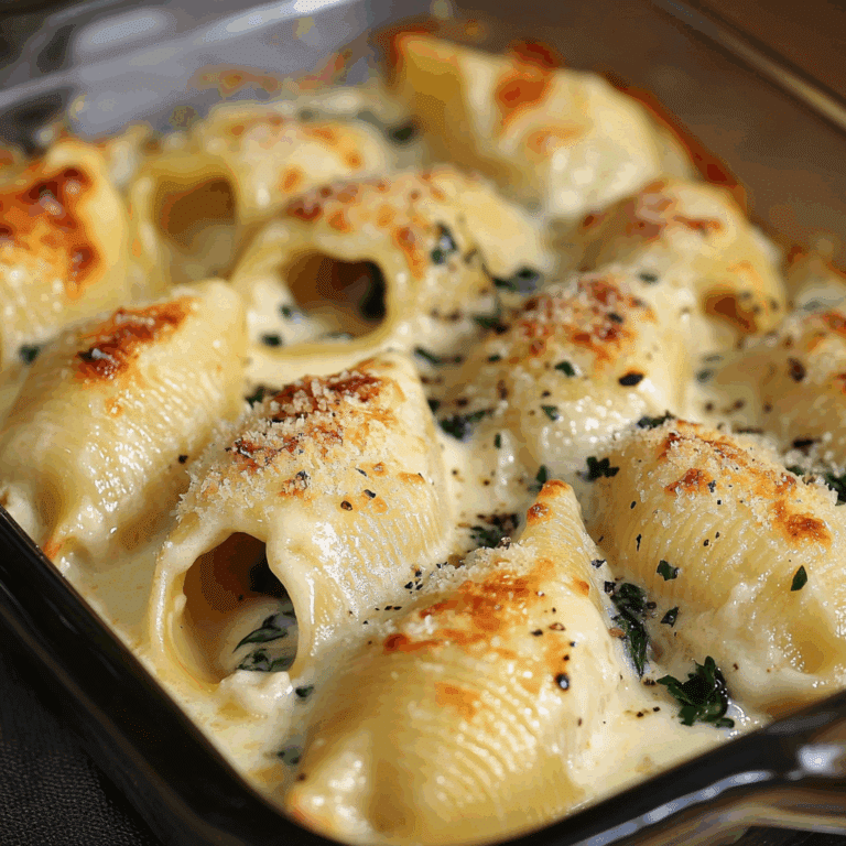 Baked Stuffed Shells in Cream Sauce