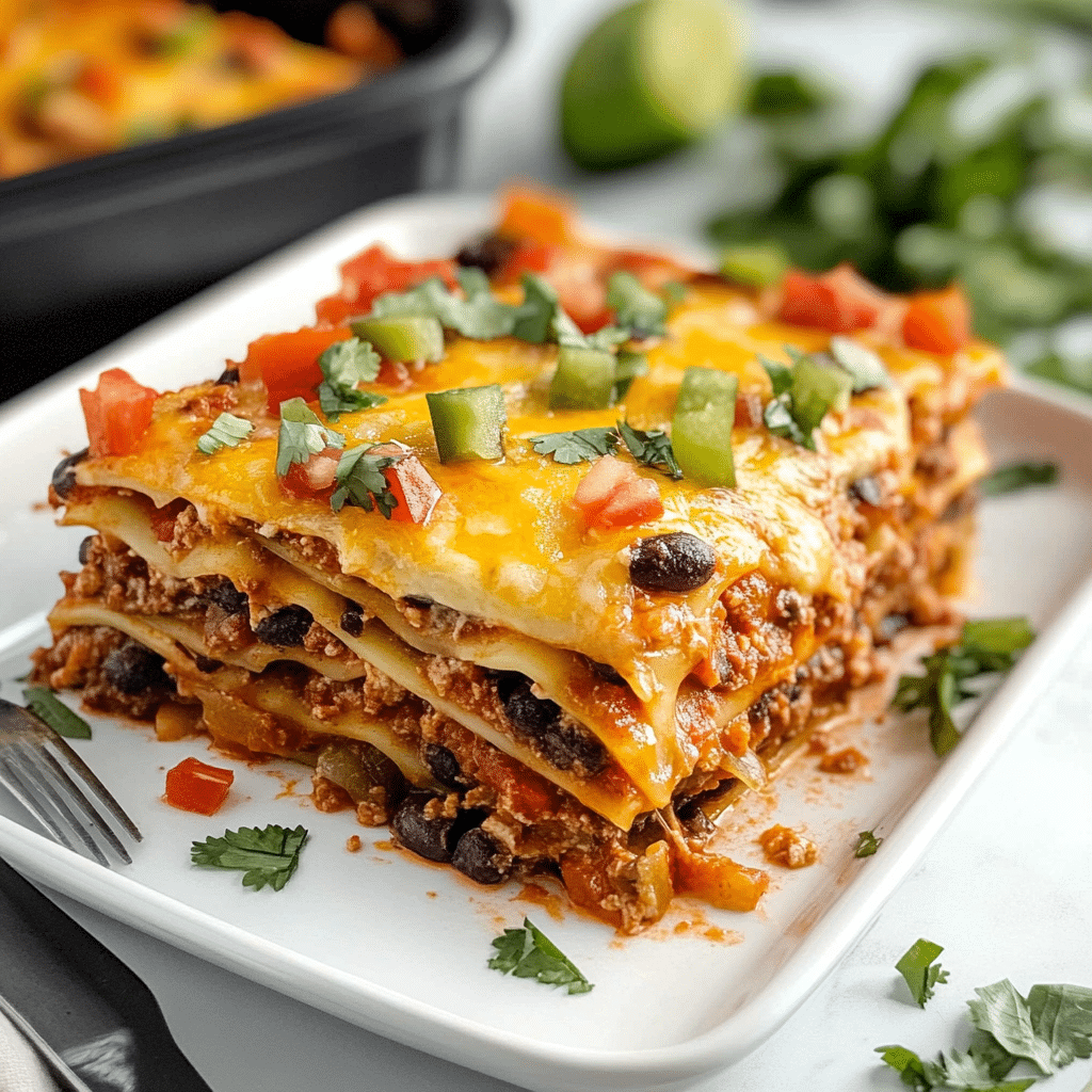 Cheesy Layered Mexican Lasagna