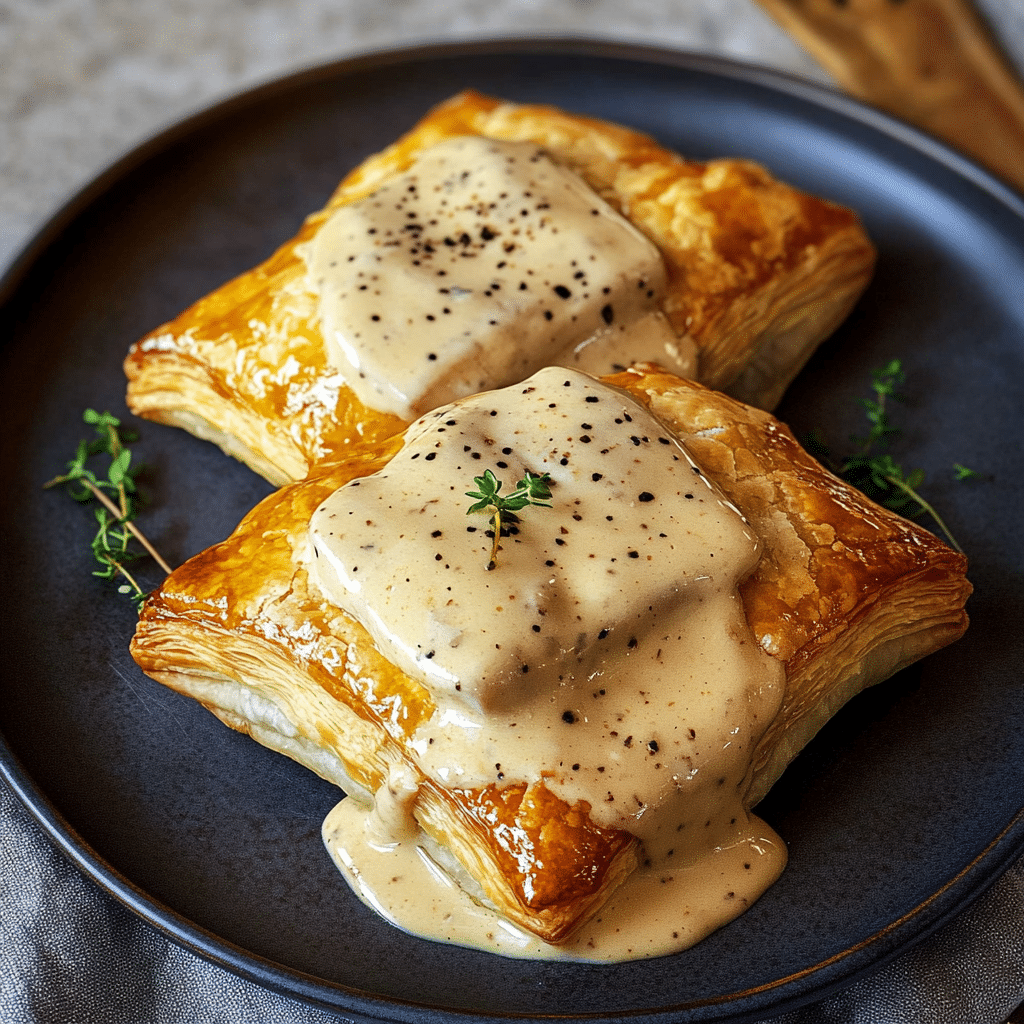 Chicken in Puff Pastry with Mustard Cream Sauce
