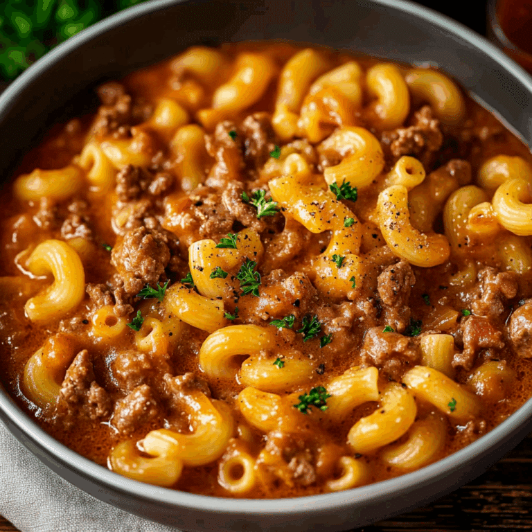 Creamy Beef Goulash with Elbow Macaroni and Cheddar Recipe