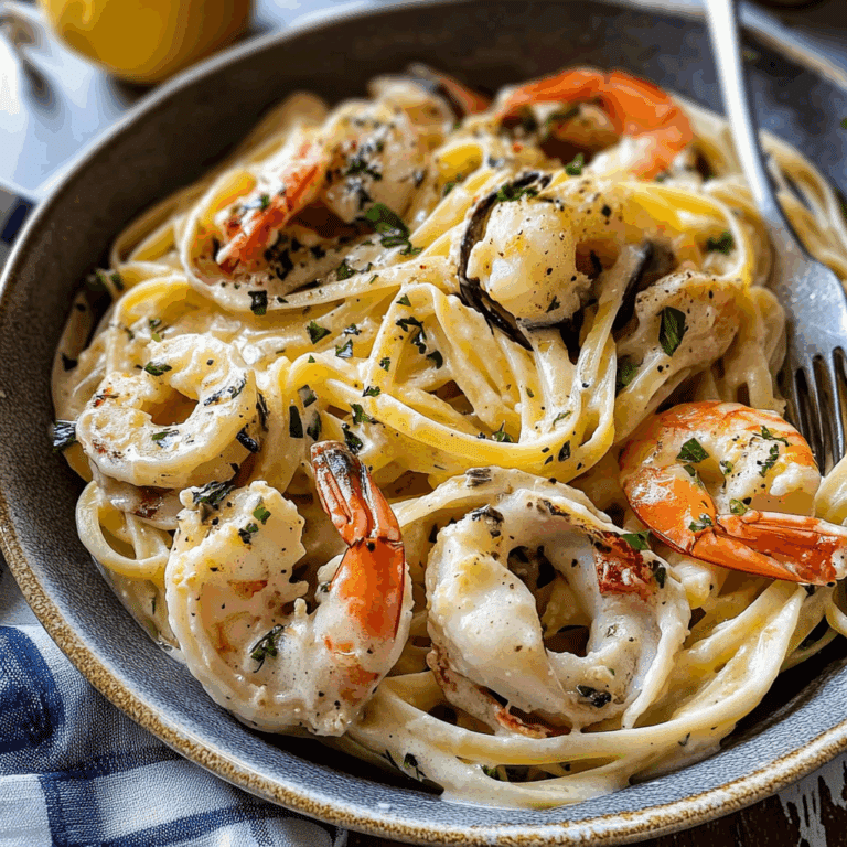 Creamy Garlic Seafood Pasta