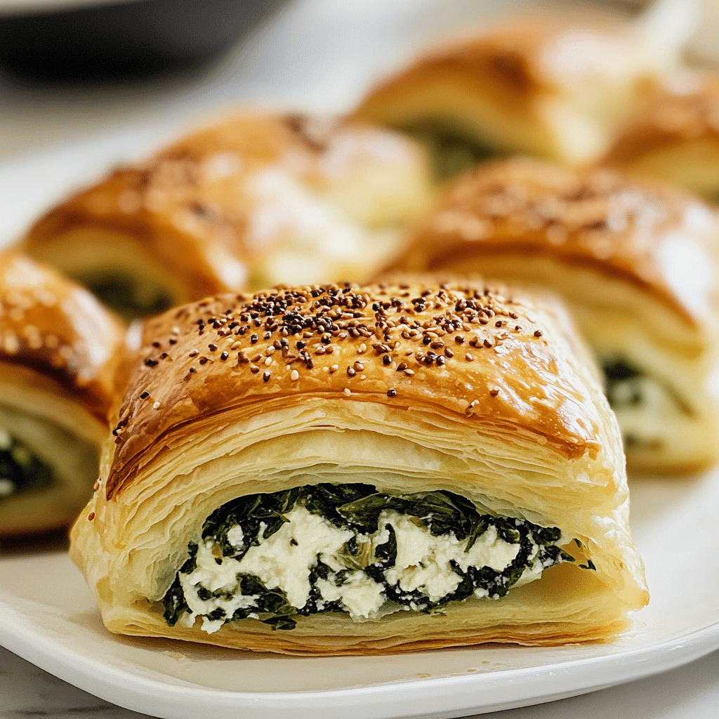 Crispy Puff Pastry Spinach Ricotta Rolls
