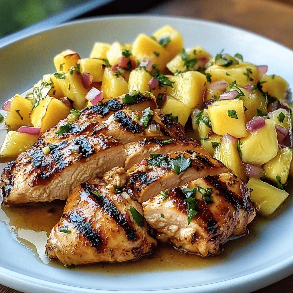 Lemon Ginger Chicken with Pineapple Mango Salsa