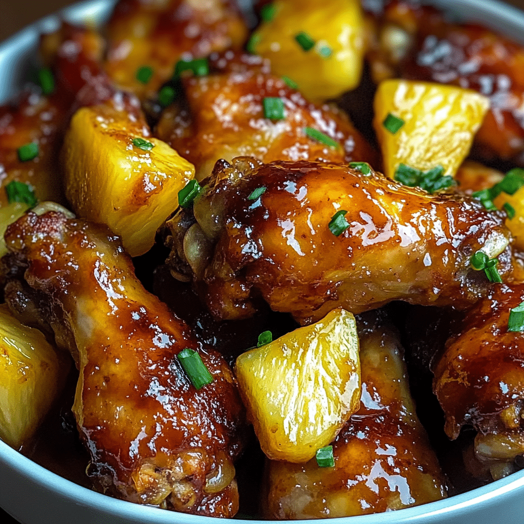 Sticky Brown Sugar Pineapple Chicken Wings