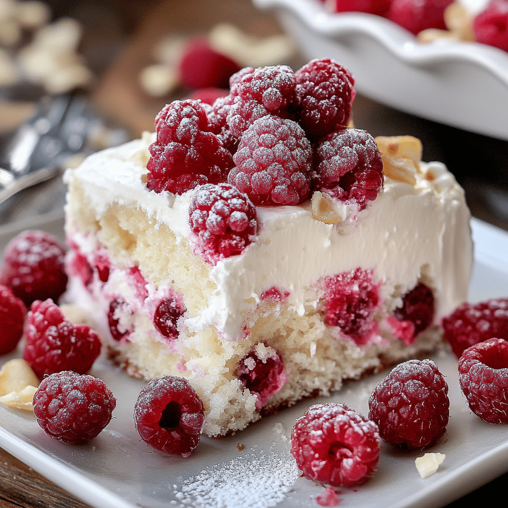 White Chocolate Raspberry Poke Cake
