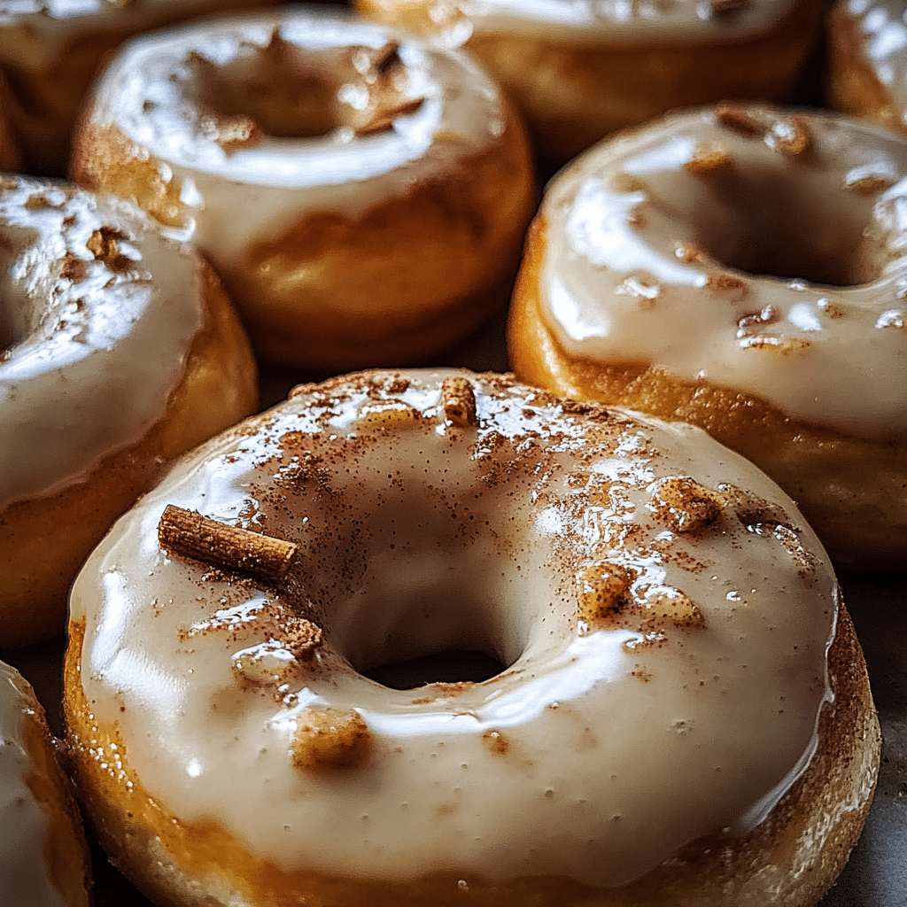 Baked Apple Cider Doughnuts with Cinnamon Maple Glaze