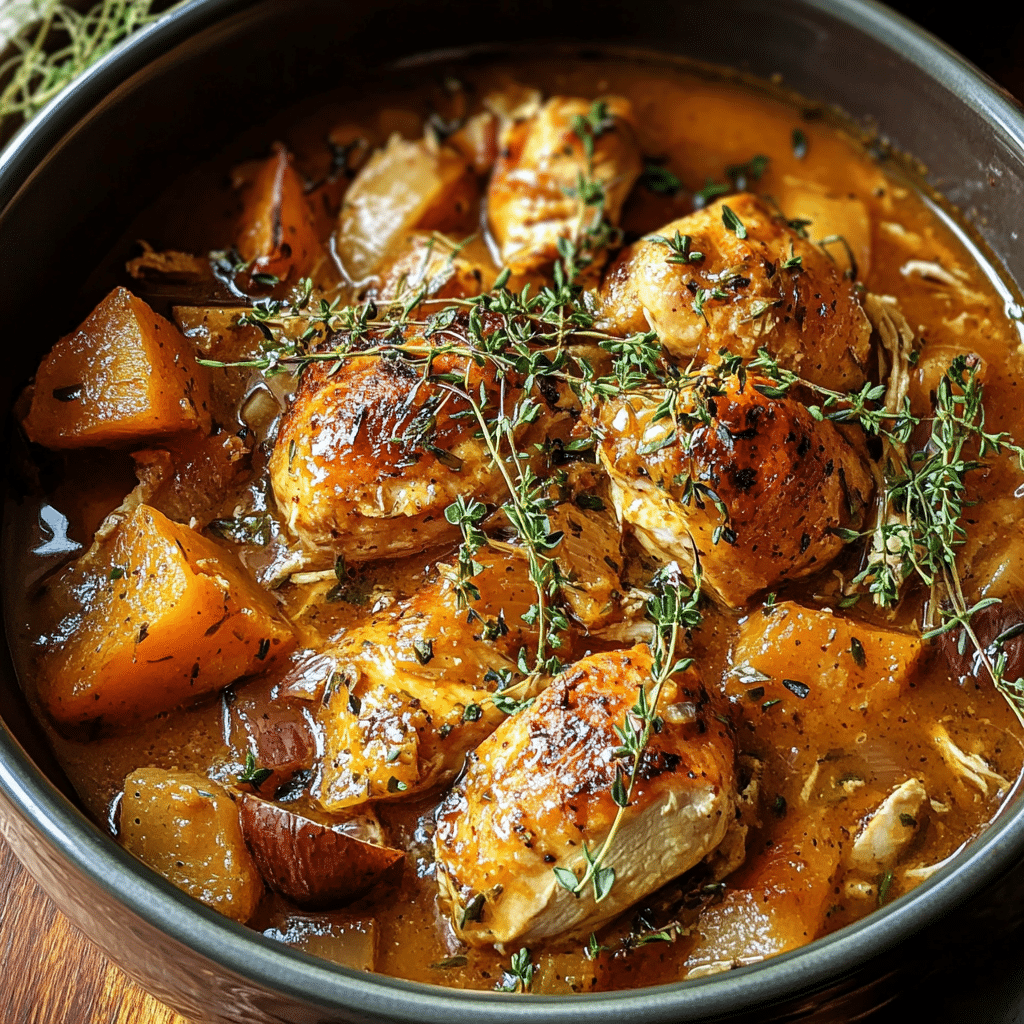Crockpot Pumpkin Beer Braised Chicken
