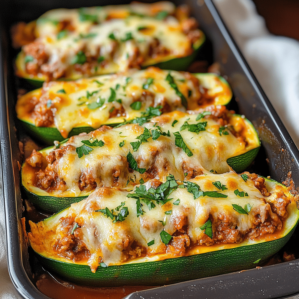 Lasagna Stuffed Zucchini Boats
