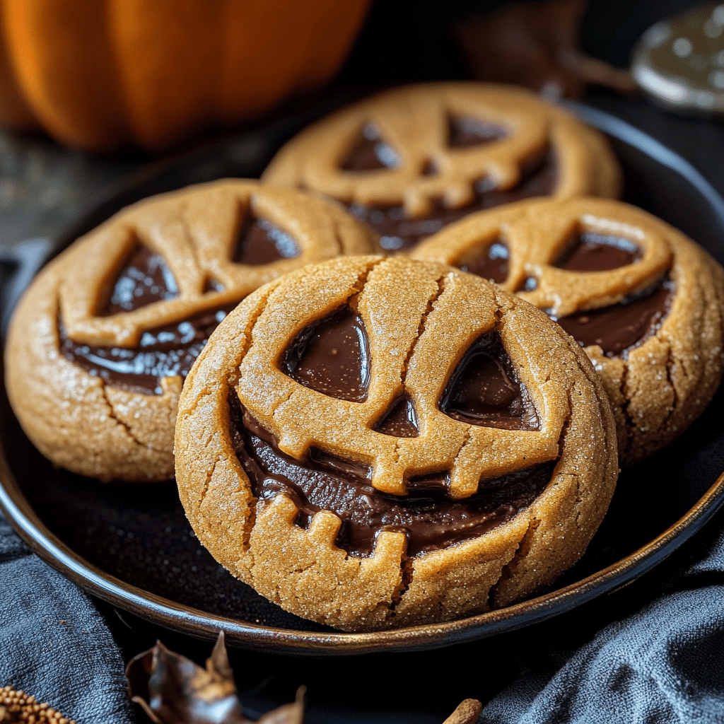 Milk Chocolate Stuffed Jack-O’-Lantern Cookies