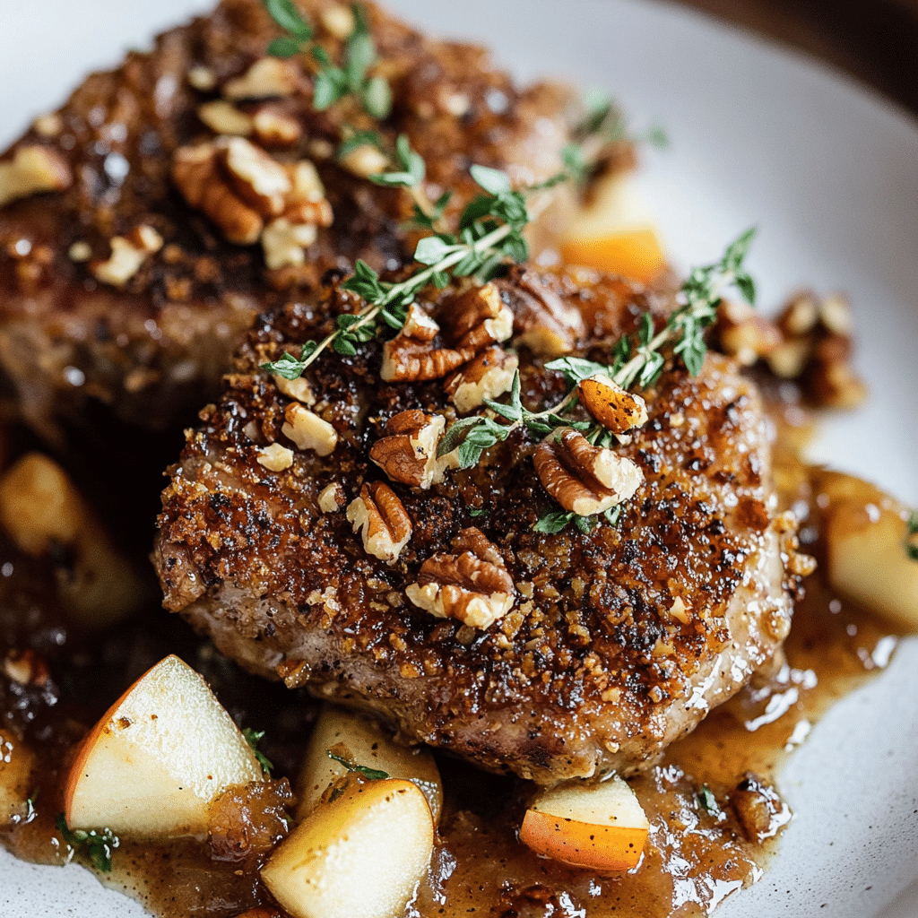Pecan Crusted Pork Chops with Apple Chutney