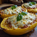 Roasted Garlic Spaghetti Squash Lasagna Boats