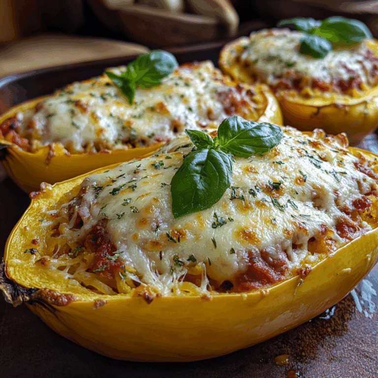 Roasted Garlic Spaghetti Squash Lasagna Boats