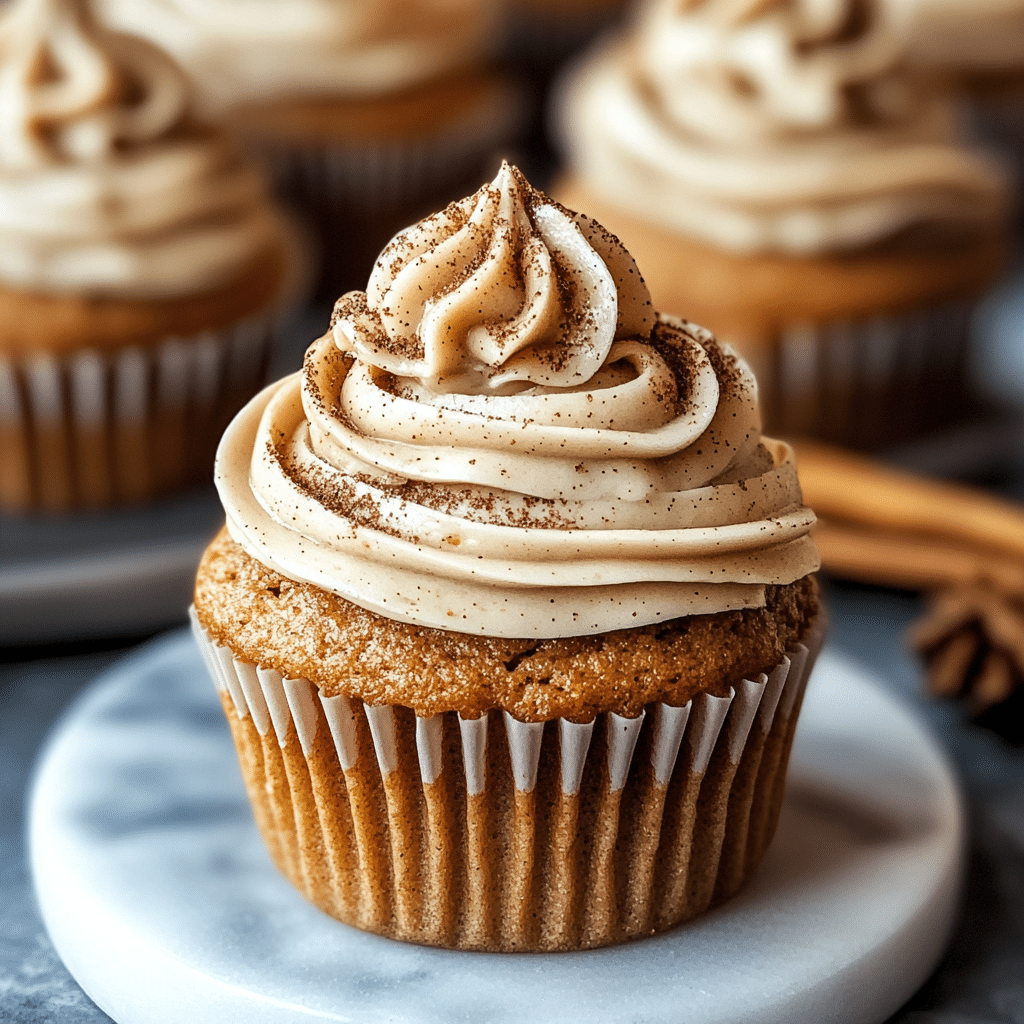Vanilla Chai Pumpkin Latte Cupcakes with Cinnamon Brown Sugar Frosting