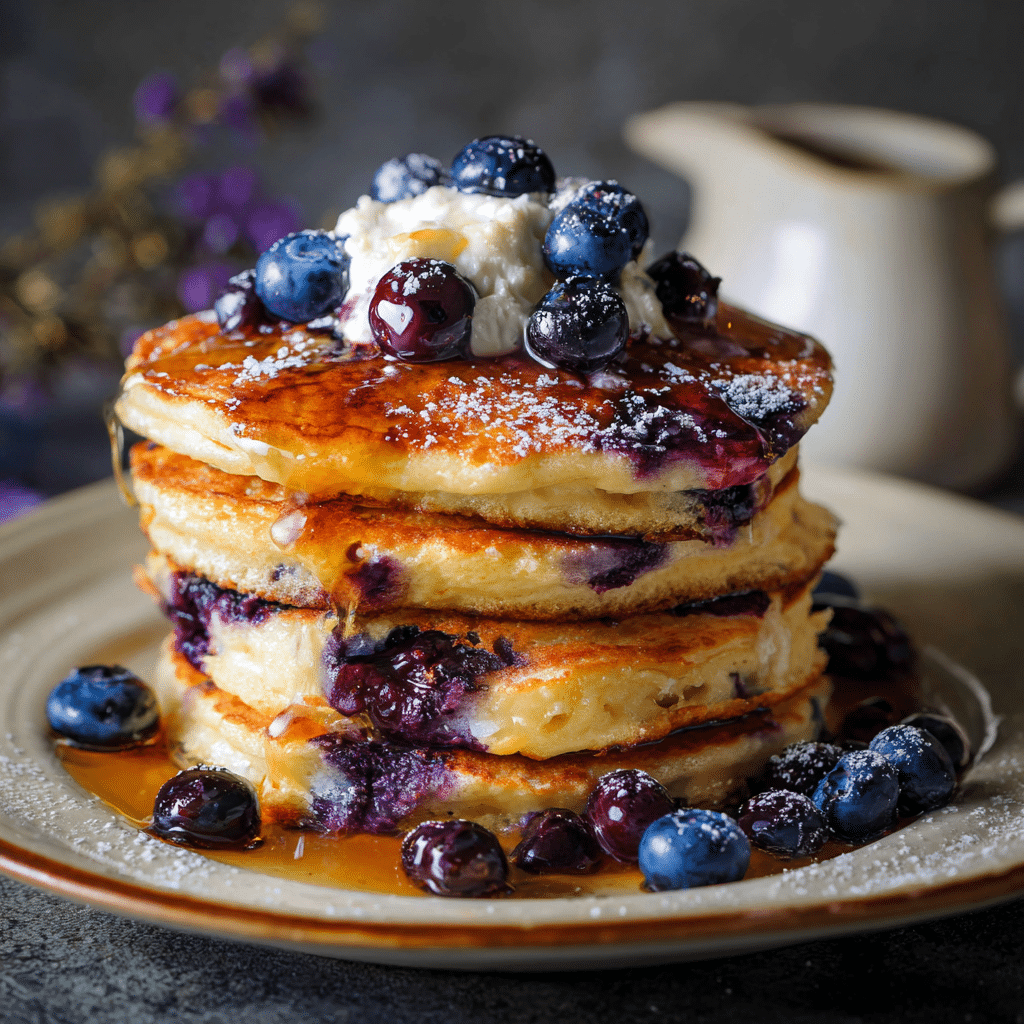 Blueberry Cottage Cheese Pancakes