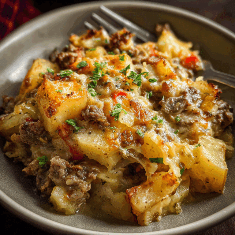 Crockpot Cheesesteak Potato Casserole