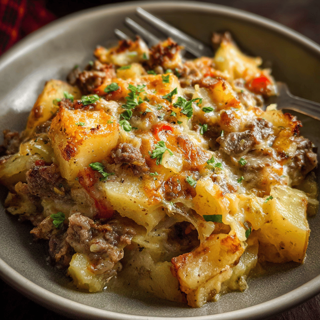Crockpot Cheesesteak Potato Casserole