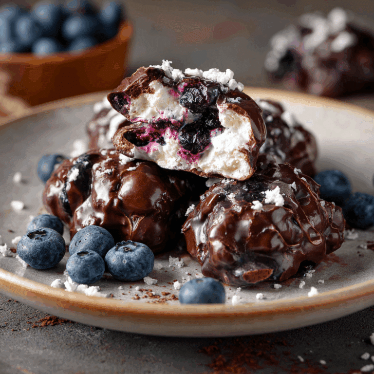 Frozen Chocolate Blueberry Cottage Cheese Clusters