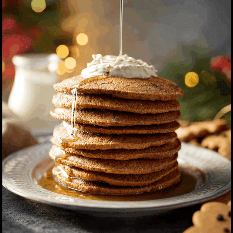 Mini Gingerbread Pancake Stacks with Cream Cheese Frosting