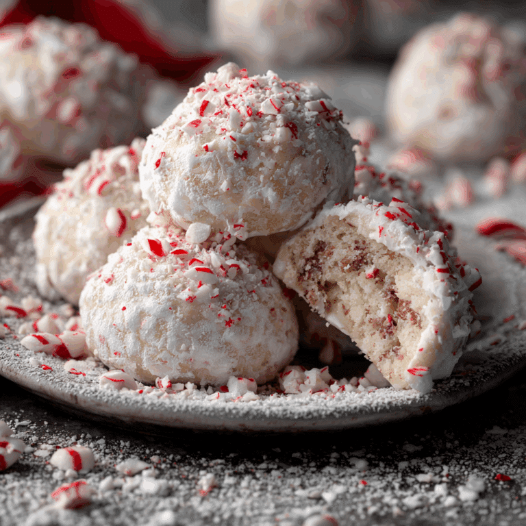 Peppermint Bark Snowball Cookies