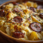 Smoked Sausage & Cheesy Potato Bake