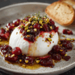 Warm Burrata with Cranberries & Pistachios