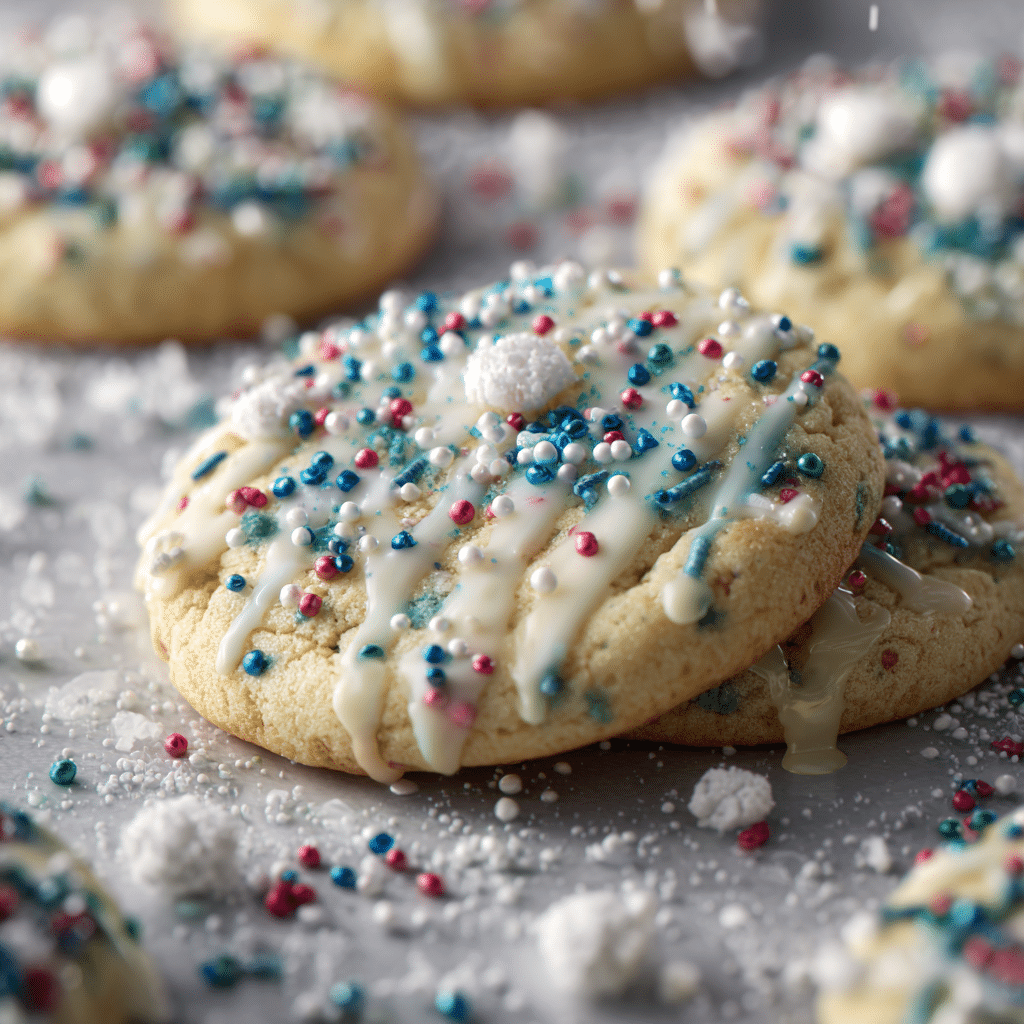 Winter Blizzard Cookies with White Chocolate & Sprinkles
